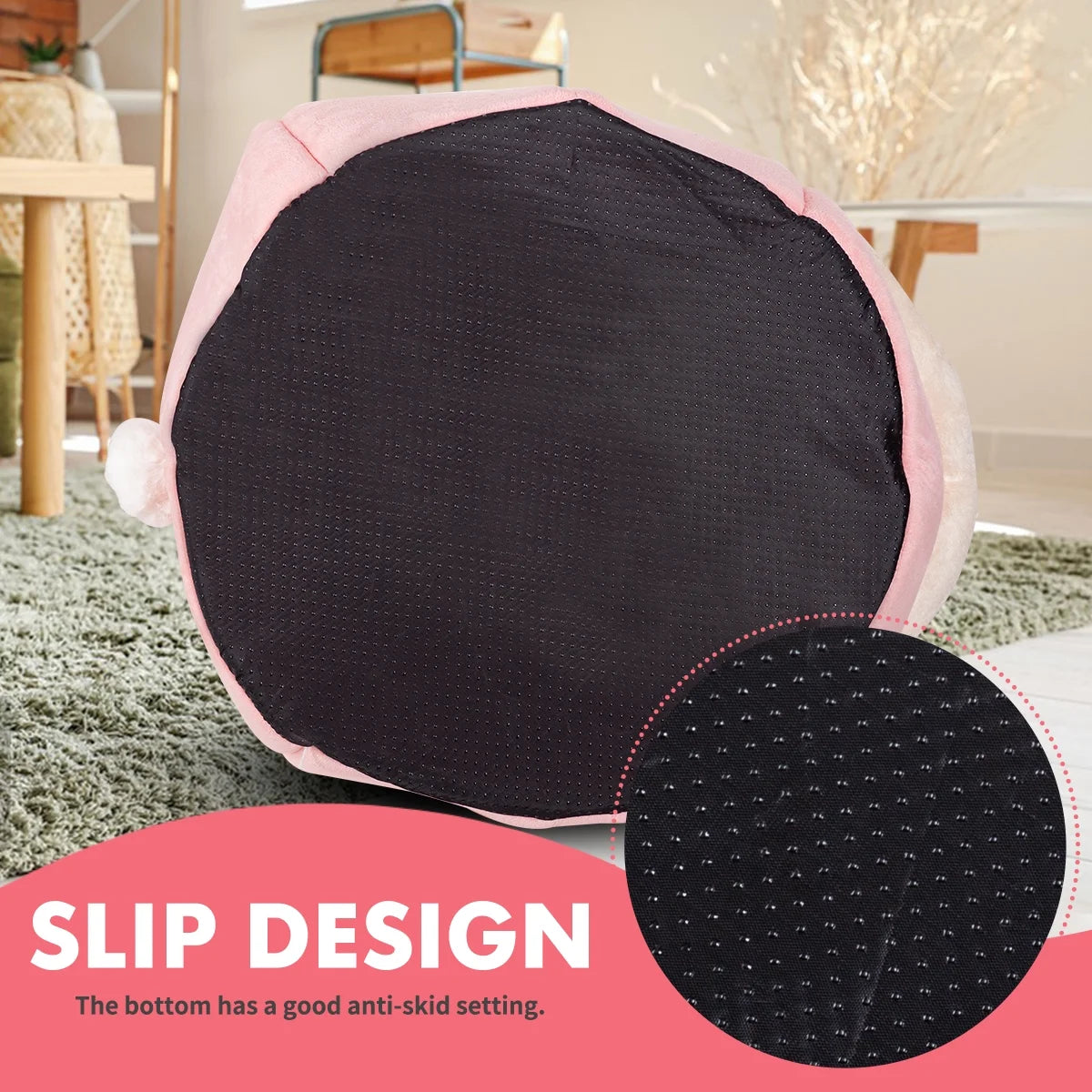 Luxury Cat Cave Bed with Cushion for Small to Medium Indoor Cats and Dogs - Pink