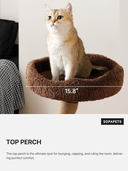 40 Inch Tall Modern Solid Wood Cat Tree Tower for Indoor Cats Large Adult, Sturdy Heavy - Duty Cat Condo with Scratching Post, Perch, Scratcher, Platform, Cozy Hideaway - Novusyes