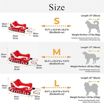 Size chart for dog boots with measurements and corresponding dog breeds.