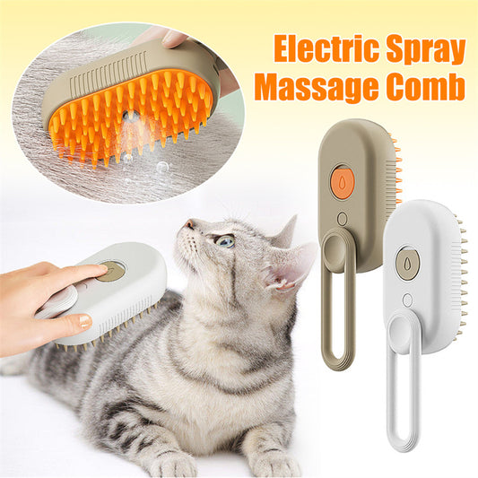 3-in-1 Electric Pet Brush – Spray, Steam & Grooming Comb
