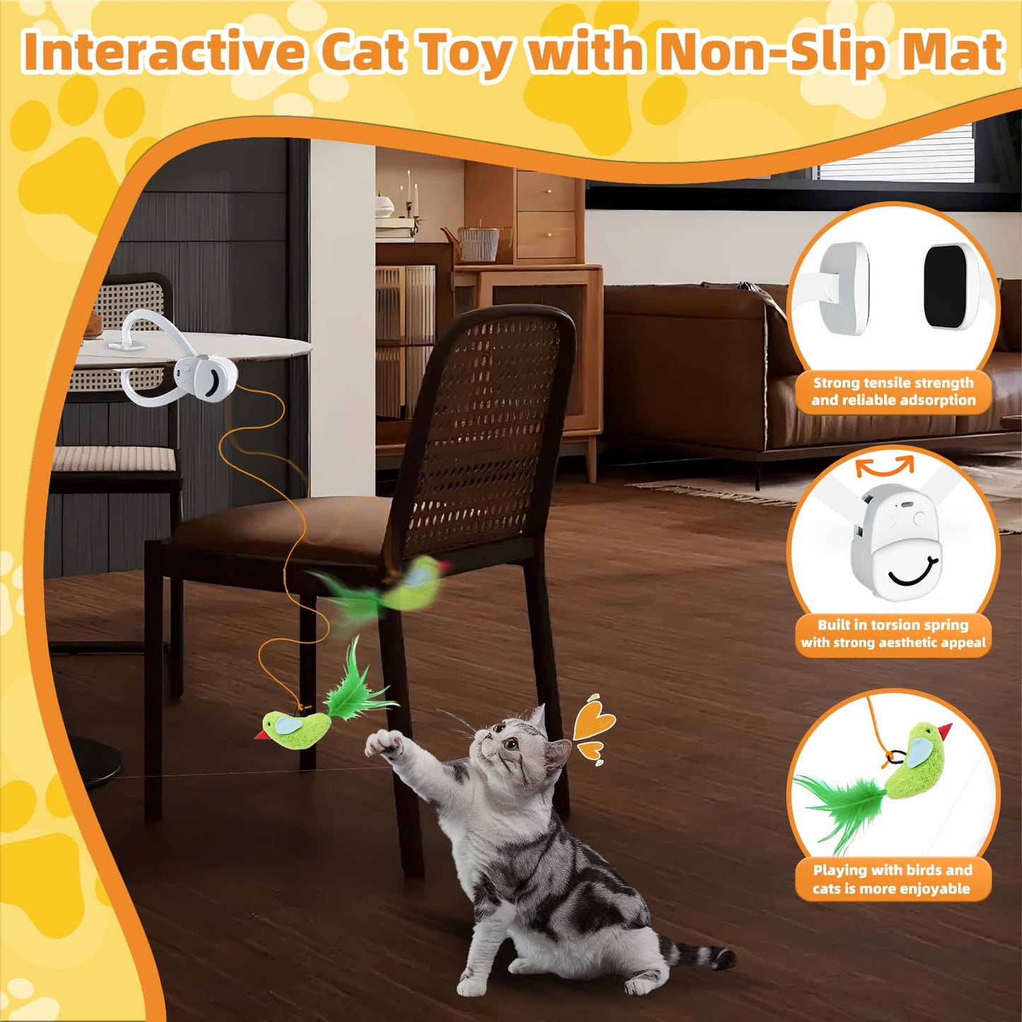 Interactive Cat Toy – Automatic Flying Feather Wand for Indoor Cats & Kittens