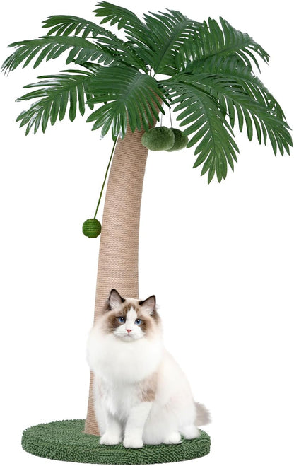 43 Inches Tall Cat Scratching Post for Large Cat, Coconut Tree Shaped Sisal Scratcher