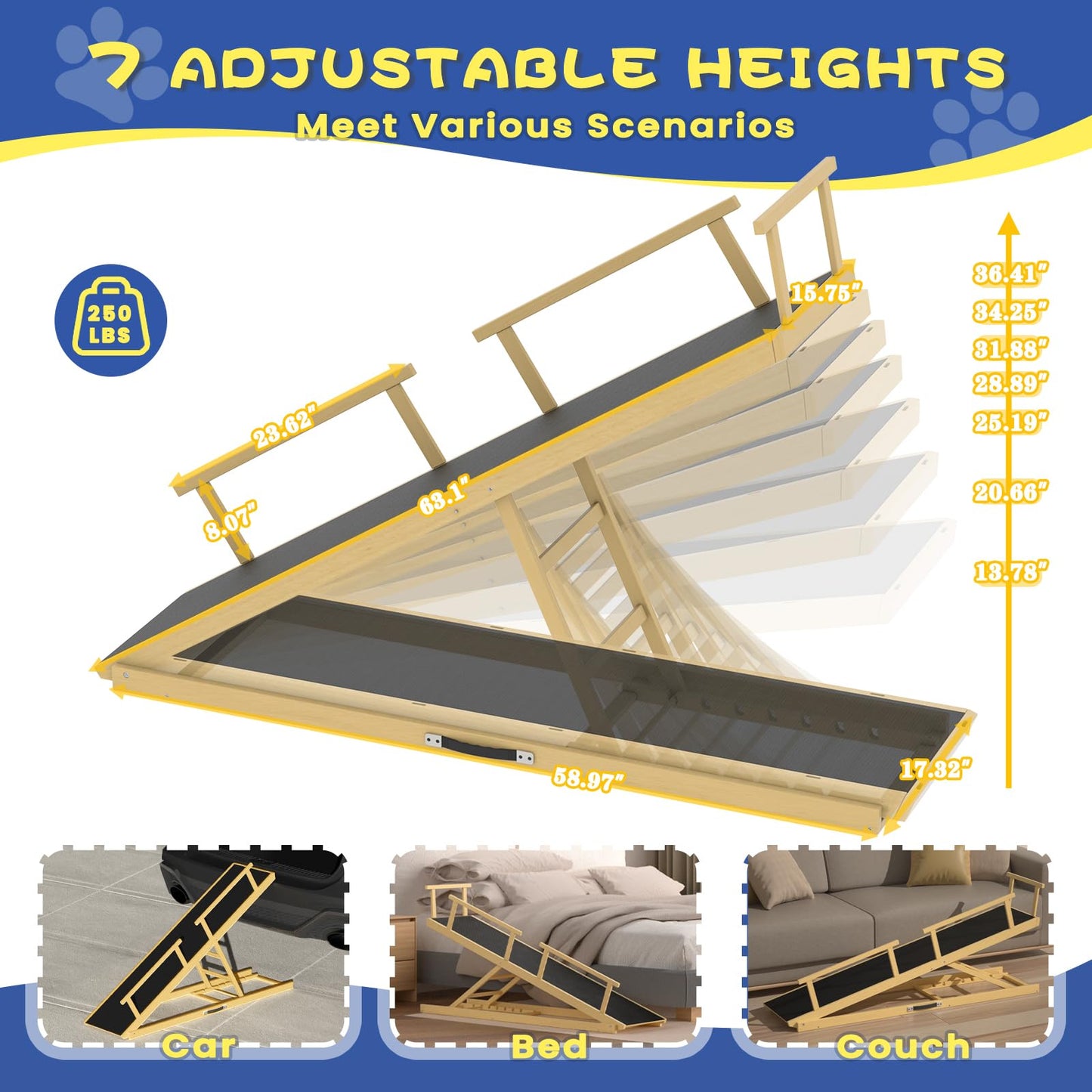 CouchDog Ramp for Couch – Adjustable, Non-Slip & Foldable