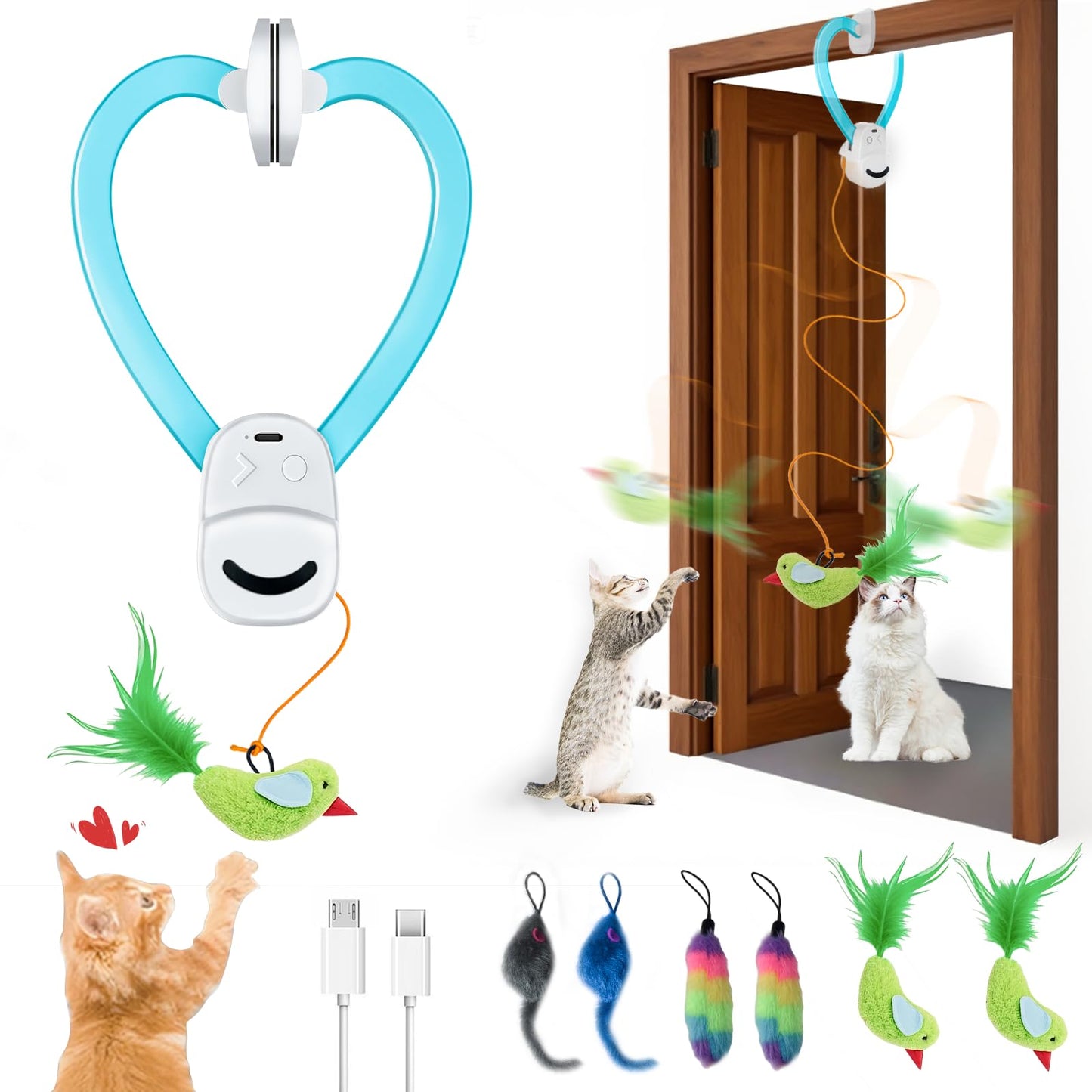 Interactive Cat Toy – Automatic Flying Feather Wand for Indoor Cats & Kittens