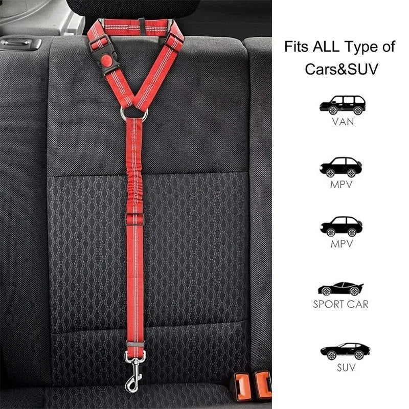 Dog Car Seat Belt – Adjustable Pet Safety Tether for Vehicle Travel & Harness Use
