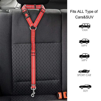 Dog Car Seat Belt – Adjustable Pet Safety Tether for Vehicle Travel & Harness Use