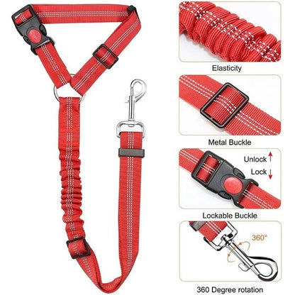 Dog Car Seat Belt – Adjustable Pet Safety Tether for Vehicle Travel & Harness Use