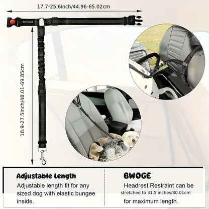 Dog Car Seat Belt – Adjustable Pet Safety Tether for Vehicle Travel & Harness Use