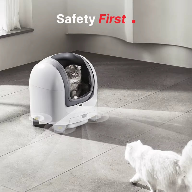 Intelligent Automatic Cat Litter Pan Extra Large Open Litter Pan Splash-Proof Electric Scooper Cat Sensor 9L