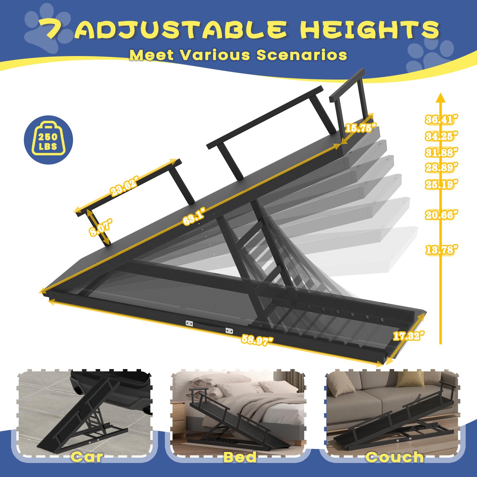 CouchDog Ramp for Couch – Adjustable, Non - Slip & Foldable - Novusyes