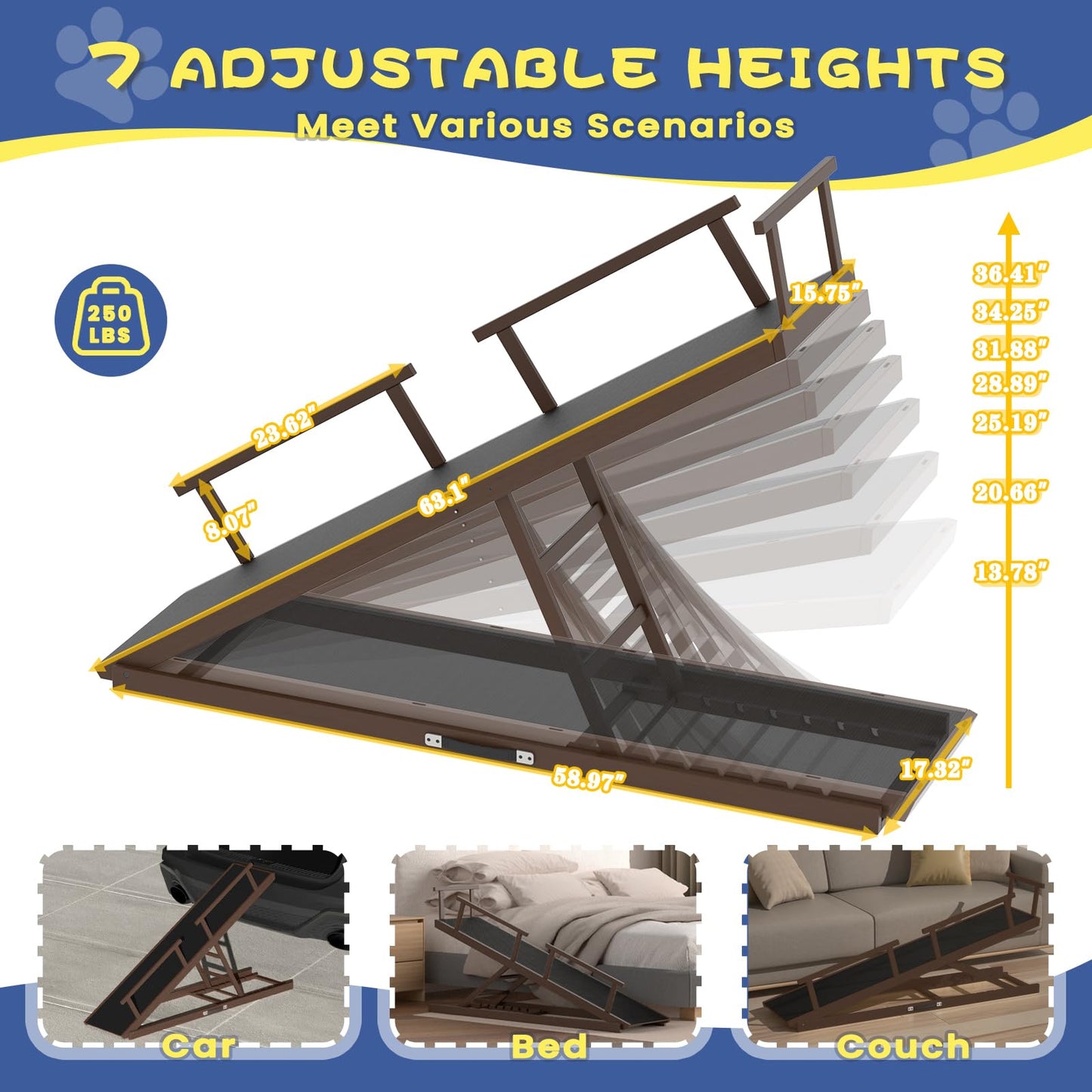 CouchDog Ramp for Couch – Adjustable, Non - Slip & Foldable - Novusyes