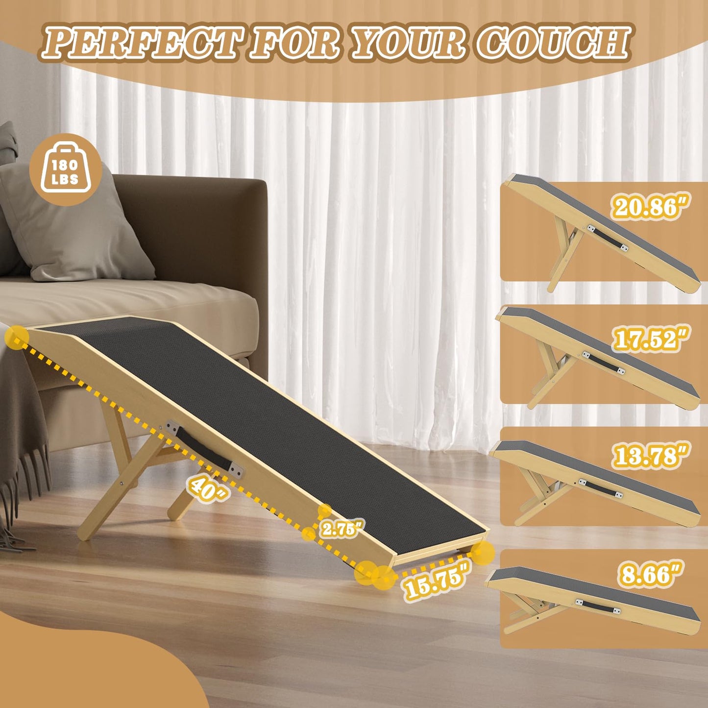 CouchDog Ramp for Couch – Adjustable, Non - Slip & Foldable - Novusyes