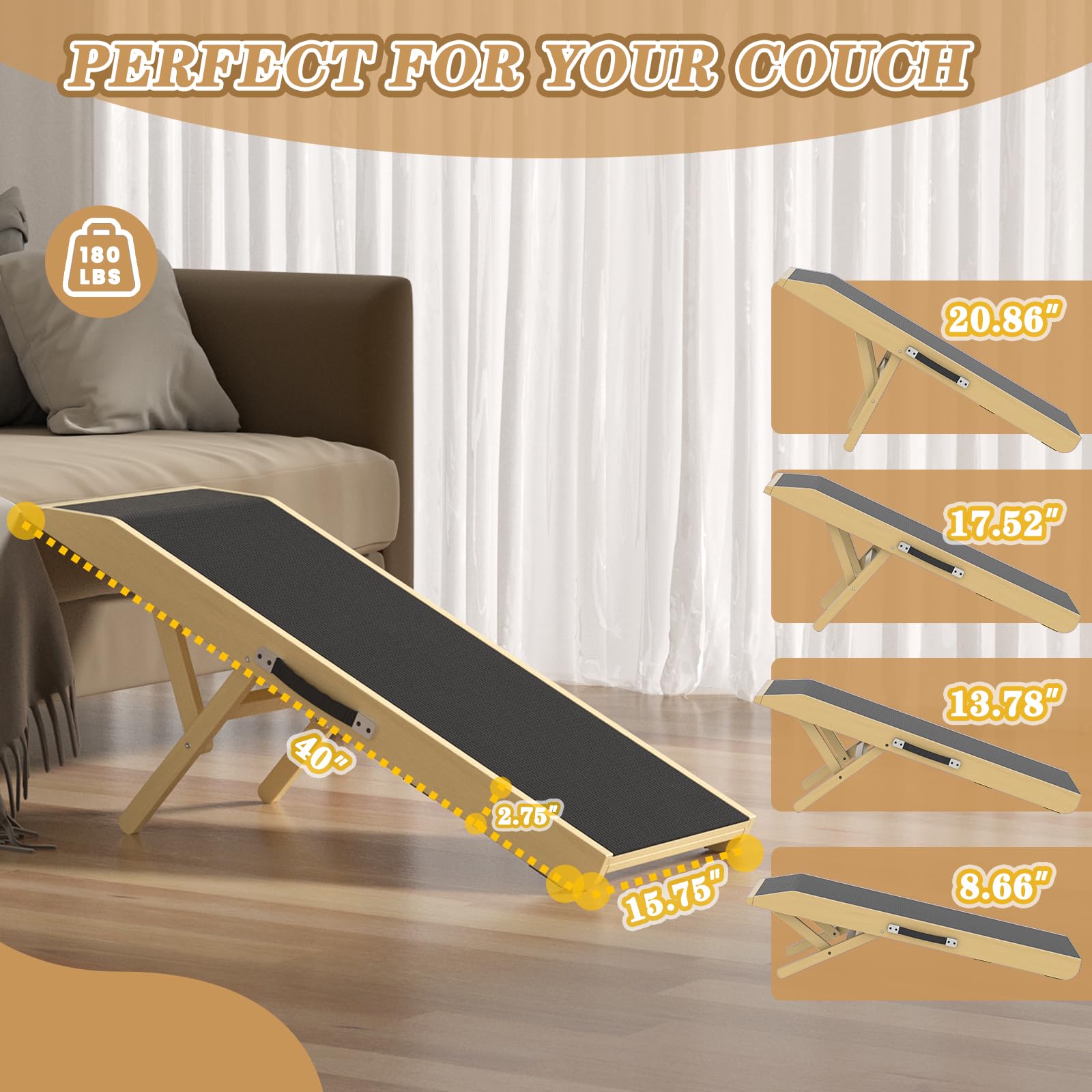 CouchDog Ramp for Couch – Adjustable, Non - Slip & Foldable - Novusyes