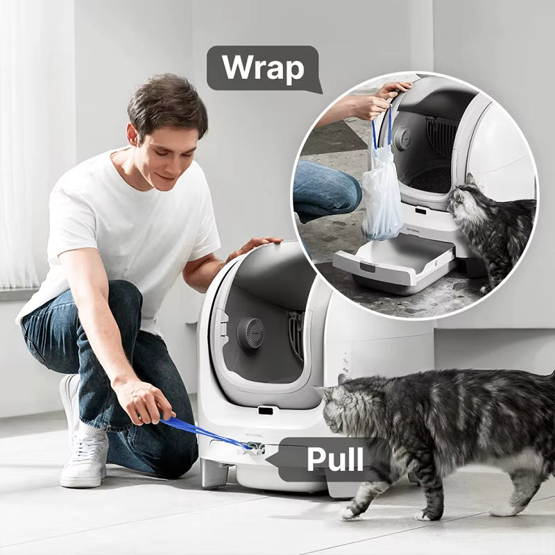 Intelligent Automatic Cat Litter Pan Extra Large Open Litter Pan Splash-Proof Electric Scooper Cat Sensor 9L