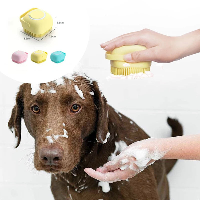 Silicone Dog & Cat Bath Brush – Grooming & Shampoo Gloves