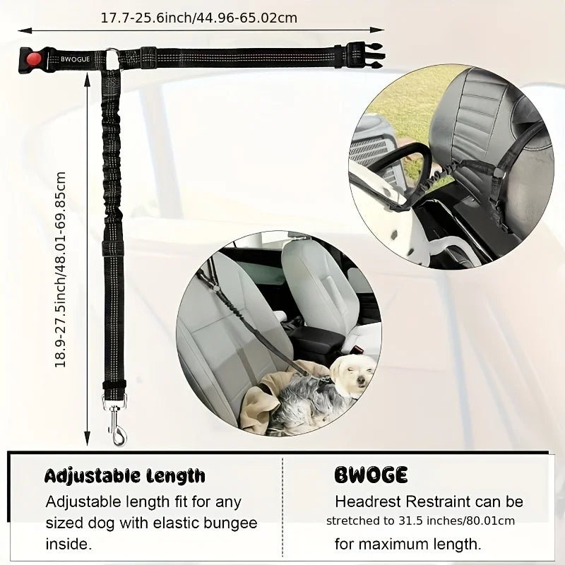 Dog Car Seat Belt – Adjustable Pet Safety Tether for Vehicle Travel & Harness Use - Novusyes