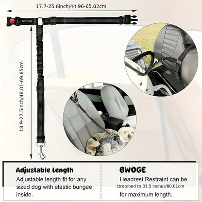 Dog Car Seat Belt – Adjustable Pet Safety Tether for Vehicle Travel & Harness Use - Novusyes