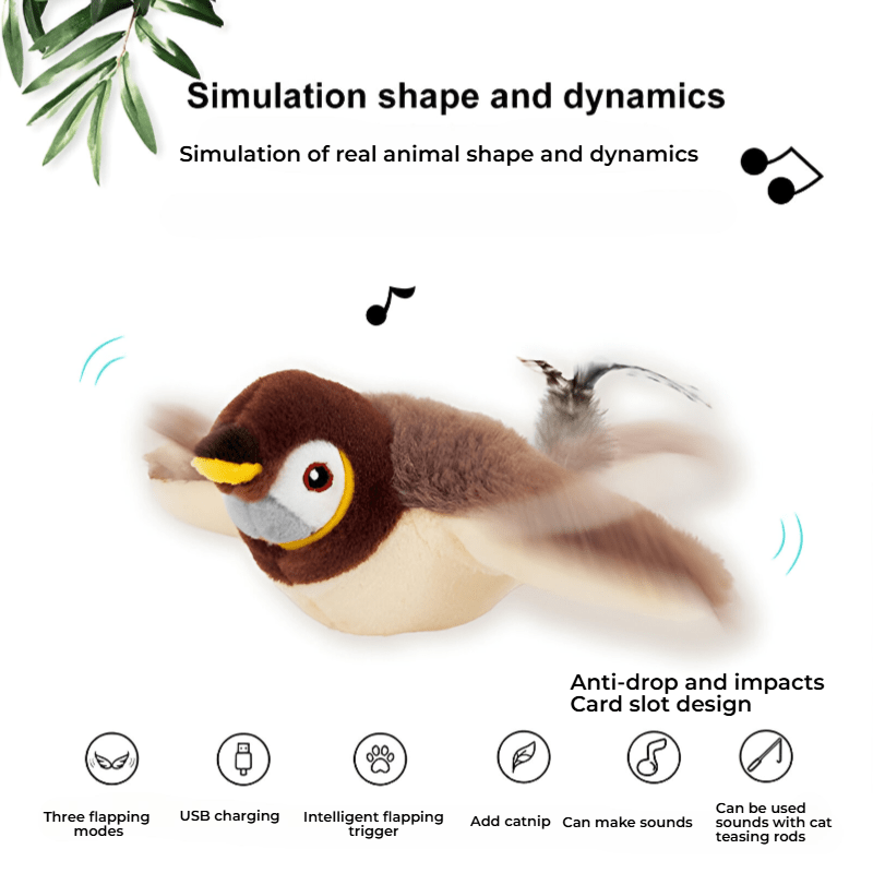 Flapping Kitten Interactive Toy – USB & Catnip - Novusyes