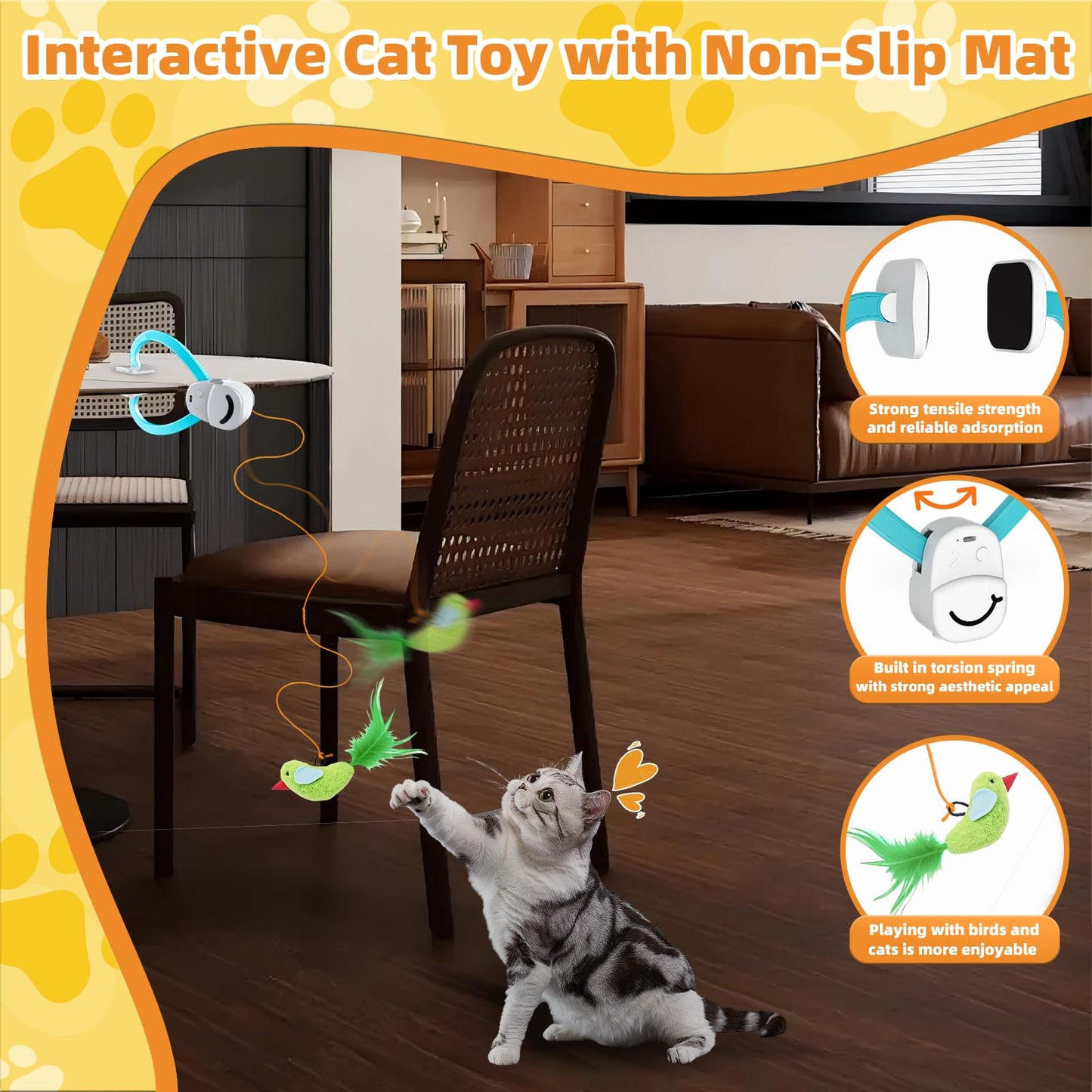 Interactive Cat Toy – Automatic Flying Feather Wand for Indoor Cats & Kittens - Novusyes