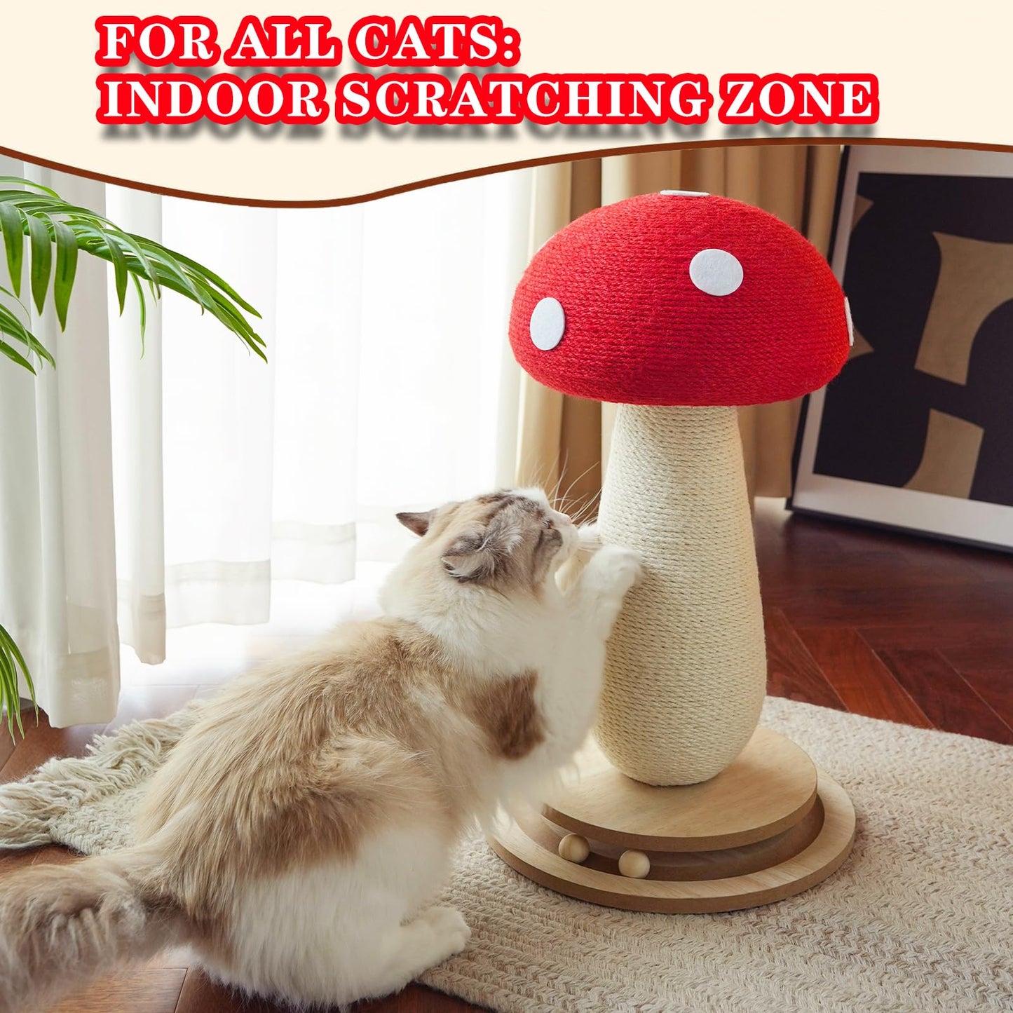 Mushroom Cat Scratcher – Cute Sisal Rope Scratching Post for Cats - Novusyes