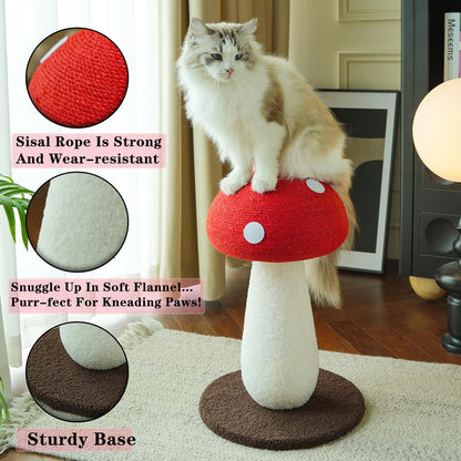 Mushroom Cat Scratcher – Cute Sisal Rope Scratching Post for Cats - Novusyes