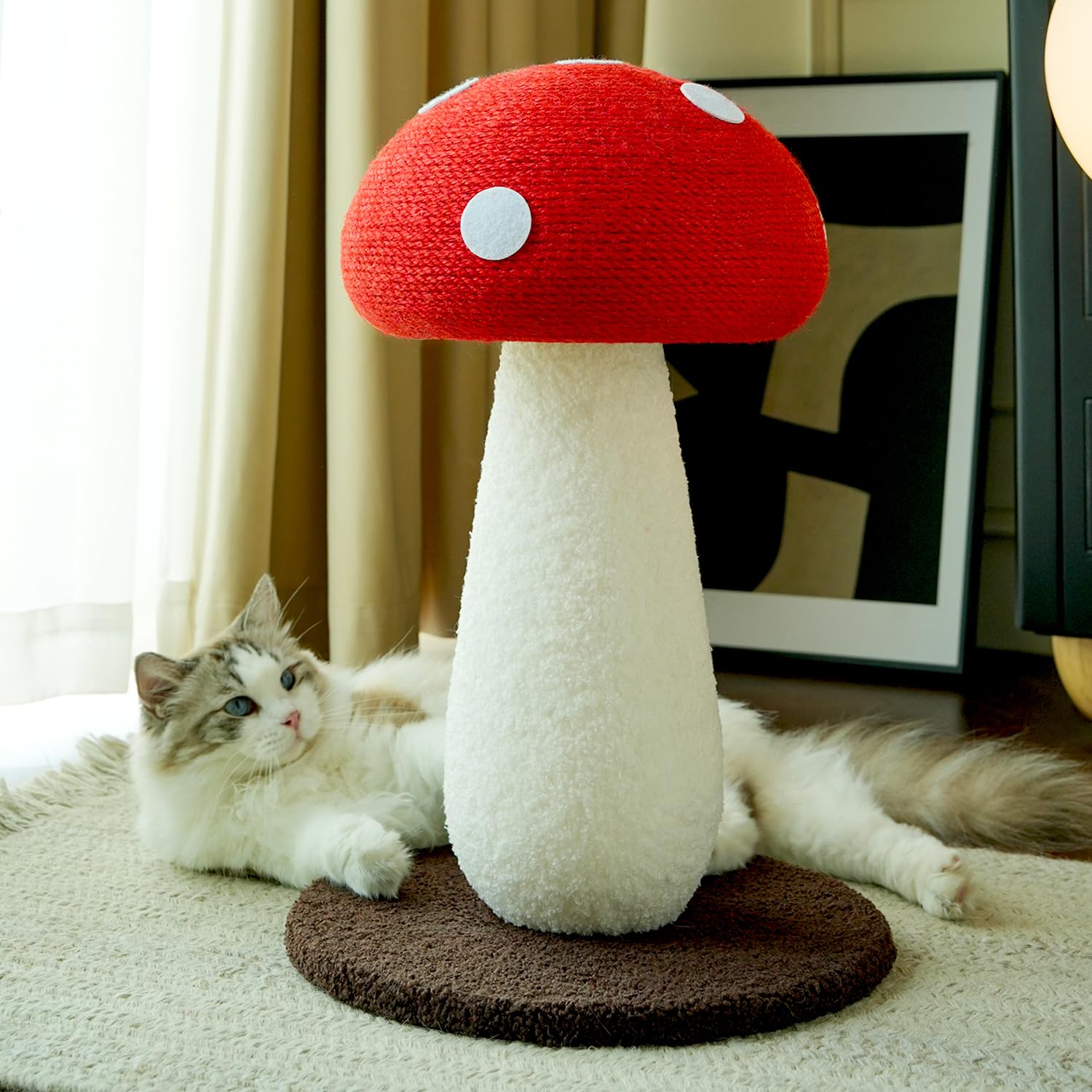 Mushroom Cat Scratcher – Cute Sisal Rope Scratching Post for Cats - Novusyes