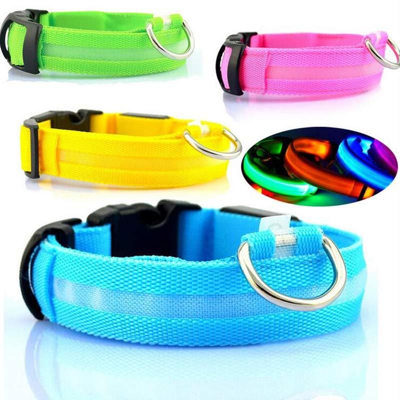 Nylon LED Pet Dog Luminous Collar Night Safety Flashing Glow in Dark Dog Cat Leash Adjustable Pet Supplies - Novusyes