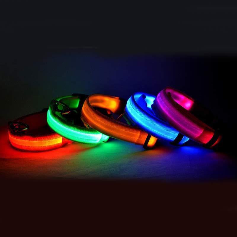 Nylon LED Pet Dog Luminous Collar Night Safety Flashing Glow in Dark Dog Cat Leash Adjustable Pet Supplies - Novusyes