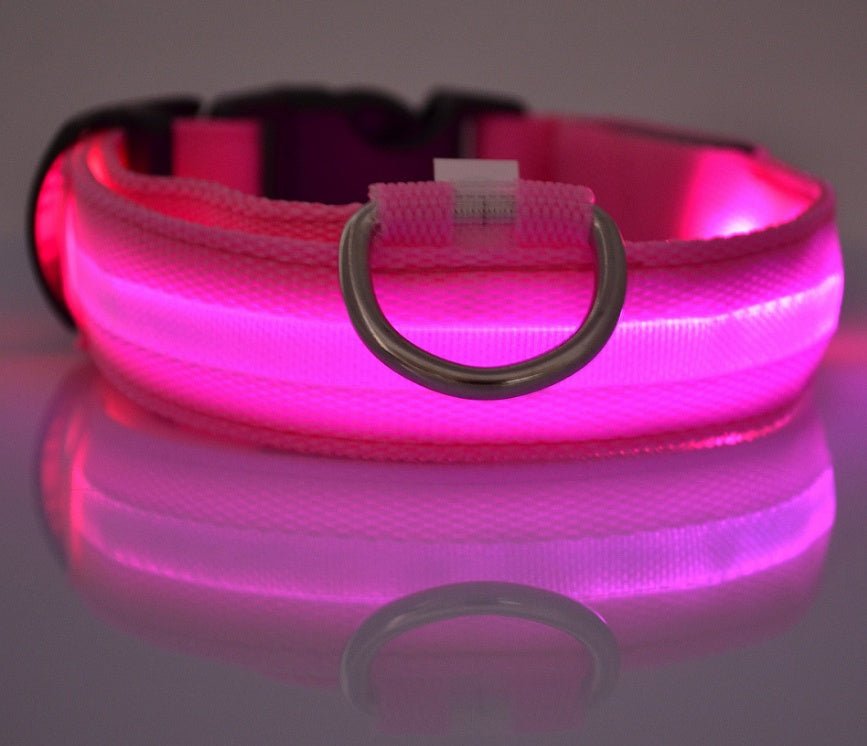 Nylon LED Pet Dog Luminous Collar Night Safety Flashing Glow in Dark Dog Cat Leash Adjustable Pet Supplies - Novusyes