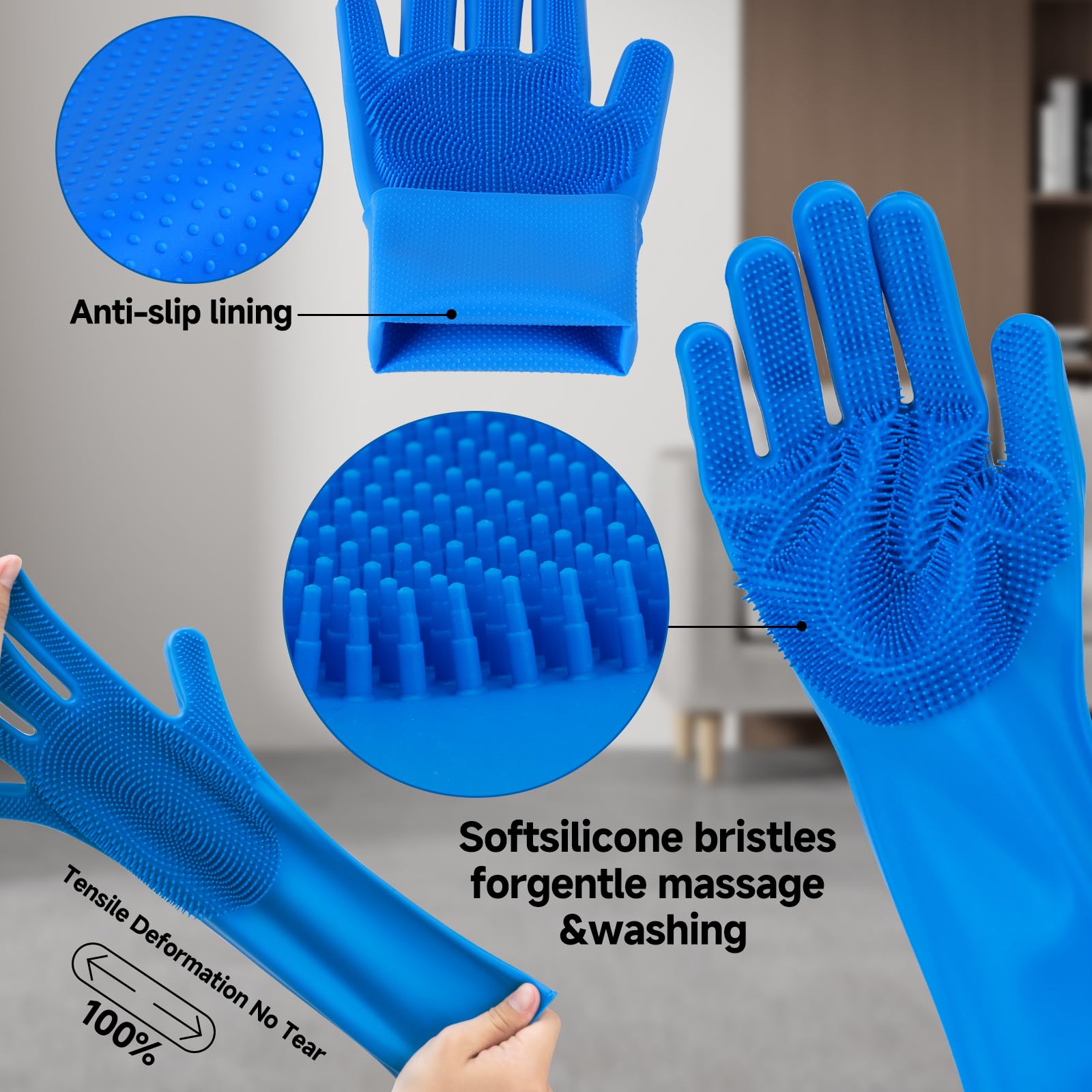 Pet Steam Brush for Dog & Cat - 3 - in - 1 Steam Grooming Brush for Shedding & Hair Removal - Self Cleaning Spray Comb with Mist for Long Haired Pets - Includes 1*Waterless Shampoo, Blue - Novusyes