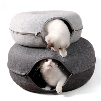 CozyPaws™ 2-in-1 Donut Cat Tunnel – Sleep & Play in Purr-fection