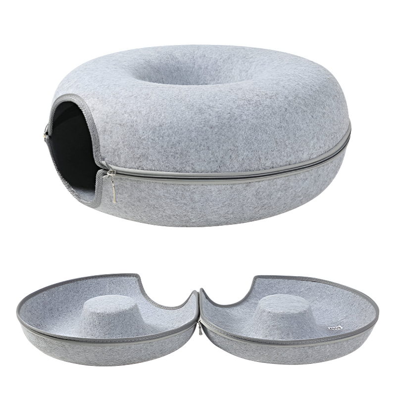 CozyPaws™ 2-in-1 Donut Cat Tunnel – Sleep & Play in Purr-fection