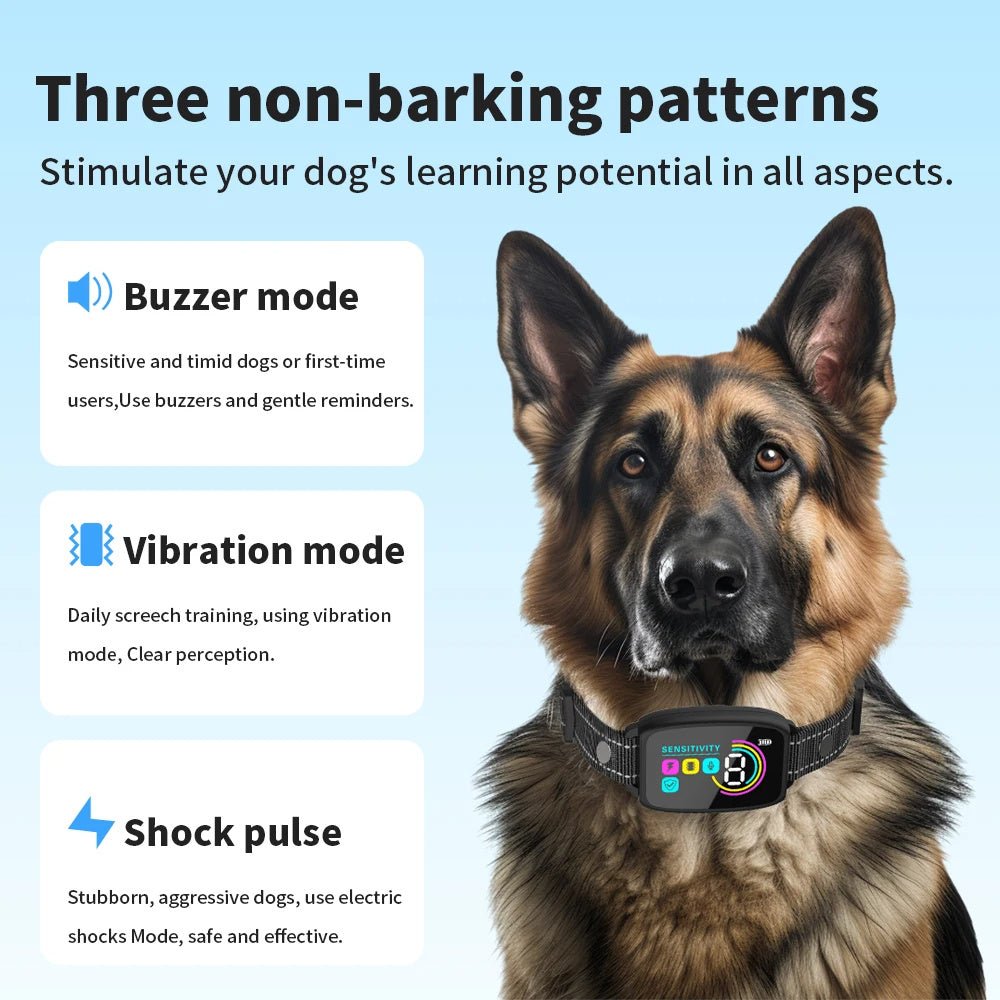 Smart Automatic Anti Barking Dog Collar Rechargeable Bark Stopper Stop Barking HD Digital Display IP67 Waterproof Collar For Dogs Pet Products - Novusyes