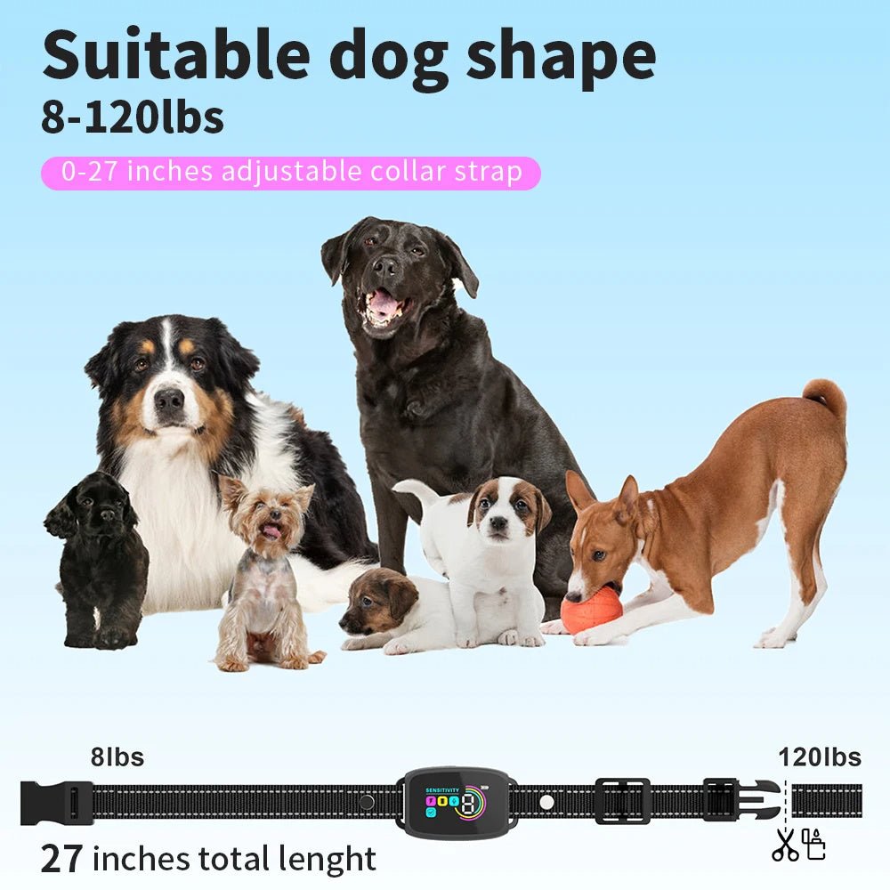 Smart Automatic Anti Barking Dog Collar Rechargeable Bark Stopper Stop Barking HD Digital Display IP67 Waterproof Collar For Dogs Pet Products - Novusyes