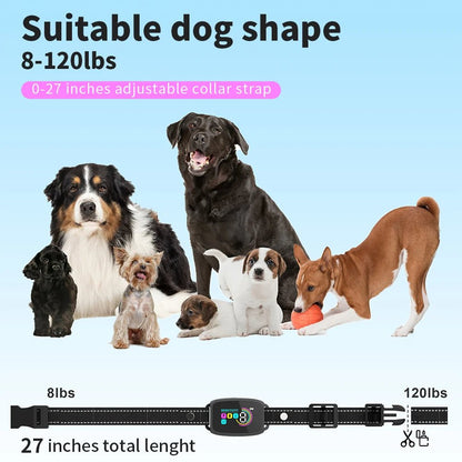 Smart Automatic Anti Barking Dog Collar Rechargeable Bark Stopper Stop Barking HD Digital Display IP67 Waterproof Collar For Dogs Pet Products - Novusyes