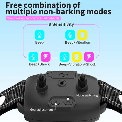 Smart Automatic Anti Barking Dog Collar Rechargeable Bark Stopper Stop Barking HD Digital Display IP67 Waterproof Collar For Dogs Pet Products - Novusyes