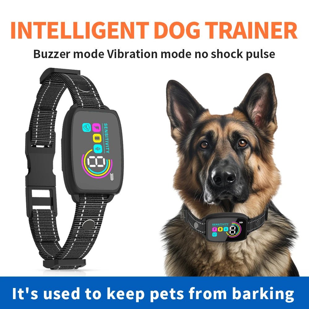 Smart Automatic Anti Barking Dog Collar Rechargeable Bark Stopper Stop Barking HD Digital Display IP67 Waterproof Collar For Dogs Pet Products - Novusyes